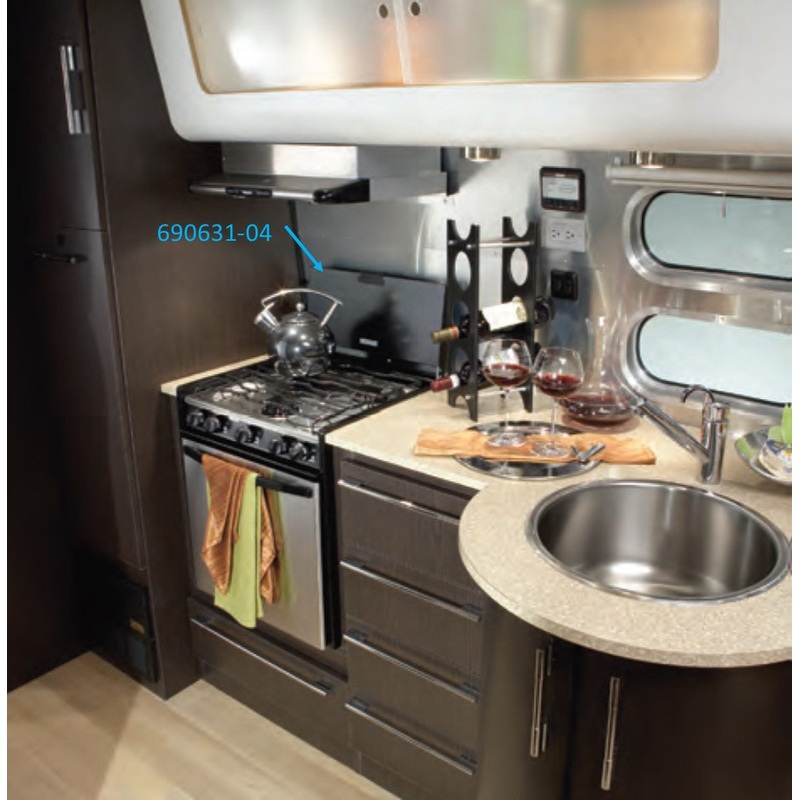 Airstream Bi-Fold Range Cover for Dometic 3-Burner Cooktop, Black – 690631-04
