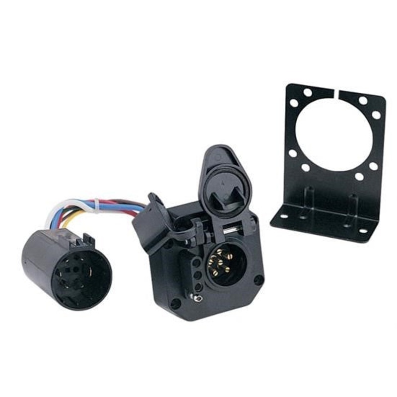 Hopkins Trailer Wiring Connector; OEM Series; 6 Pole Round And 4 Wire Flat