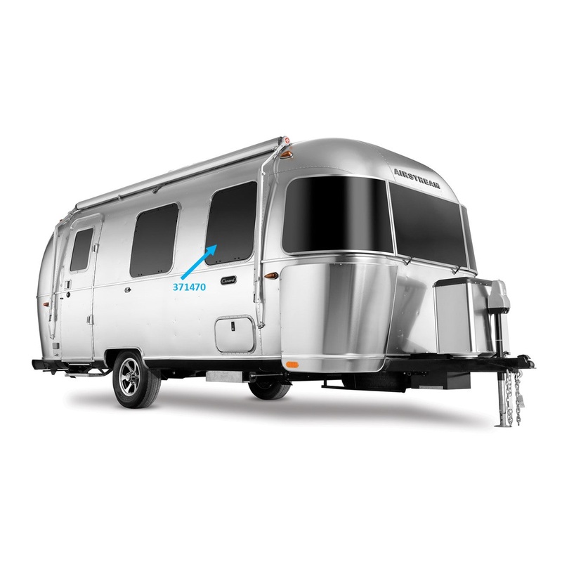 Airstream 26 Tall Side Window Glass Curved with Frame, Non Egress – 371470