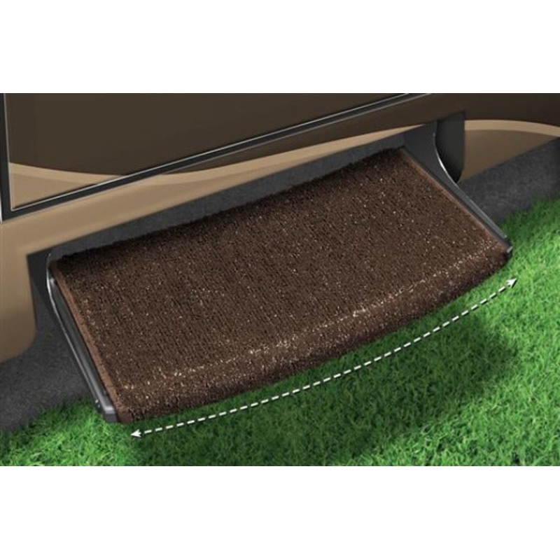 Prest-O-Fit Wraparound Radius RV Step Rug 22 Wide, Brown