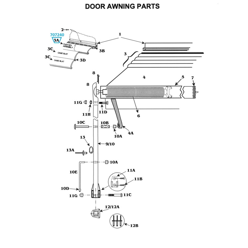 Zip Dee Awning Satin Flex Key Assembly, Wide (per foot) – 702240