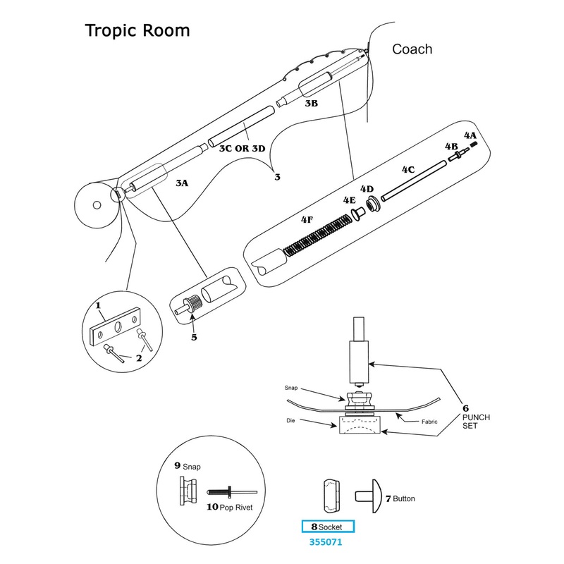 Zip Dee Plain Socket for Skirt Panel for Tropic Room – 355071