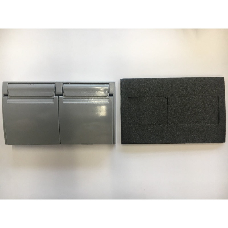 Airstream TV/Phone Jack with Dual Cover, Gray – 500996