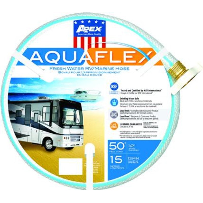 Teknor Apex AquaFlex Fresh Water Hose – 1/2 ID x 50′ L, White