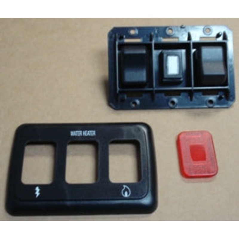 Airstream 3-Gang Water Heater Switch Assembly, Black – 512480-01