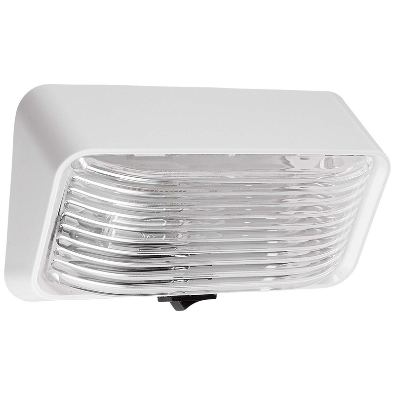 Bargman Porch Light with Switch – Light Ash White with Clear Lens