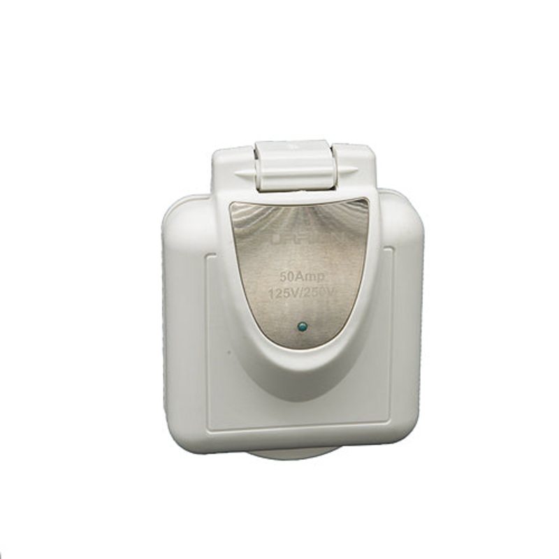 Furrion 50AMP 125/250V LED Square Inlet, White