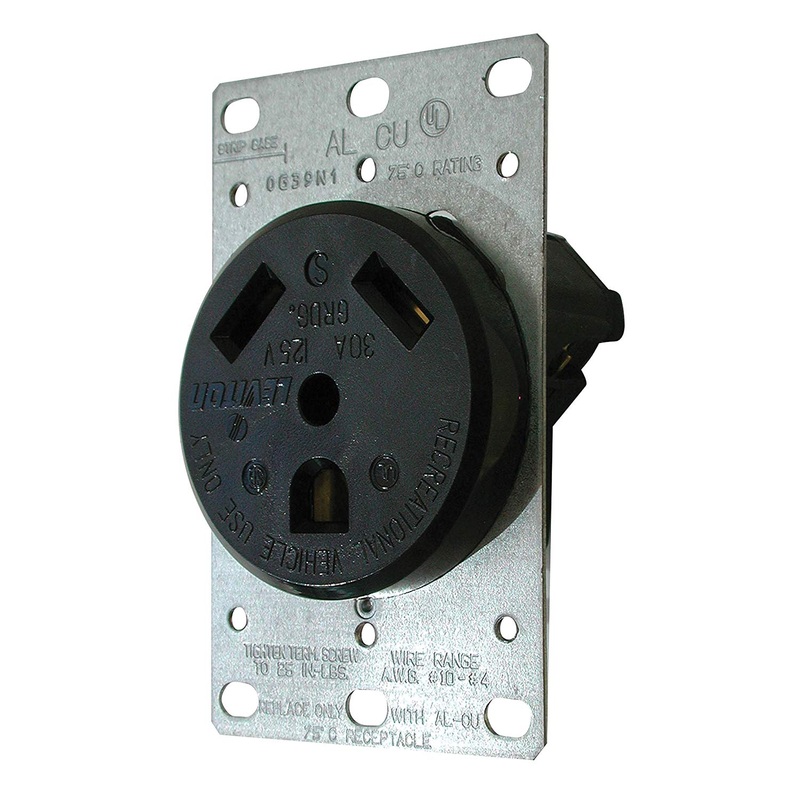 Valterra 30 AMP Round Receptacle With Metal Plate