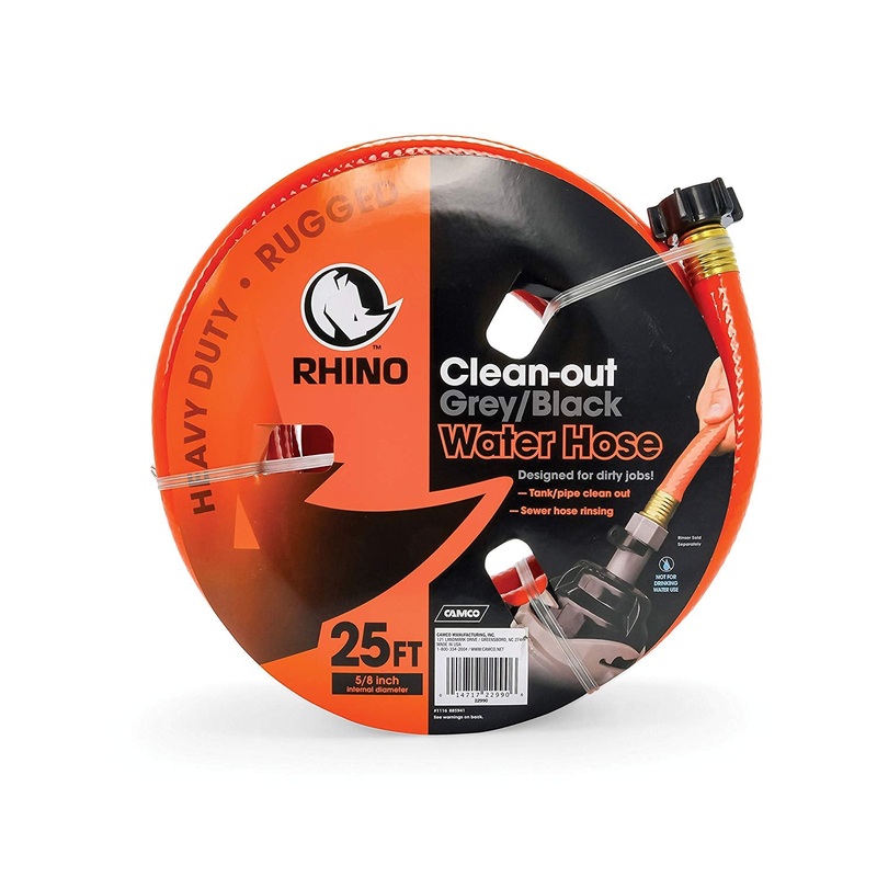 Camco 25ft RhinoFLEX Gray/Black Water Tank Clean Out Hose
