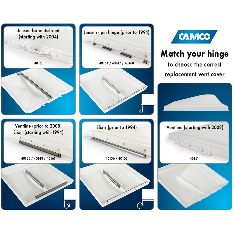 Camco RV Roof Vent Lid – Various Hinge Styles and Colors