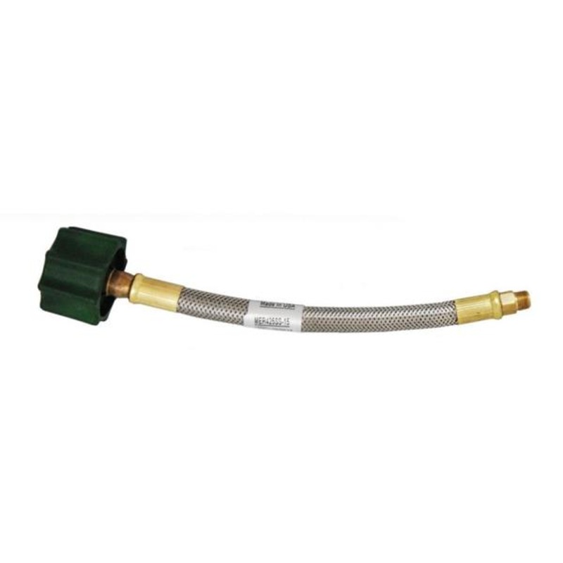 MEC Stainless Steel Braided Pigtail Female QCC, Type 1 connection x 1/4 Male Inverted Flare – 24