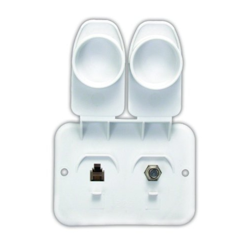 JR Products Phone/Cable TV Plate, Polar White