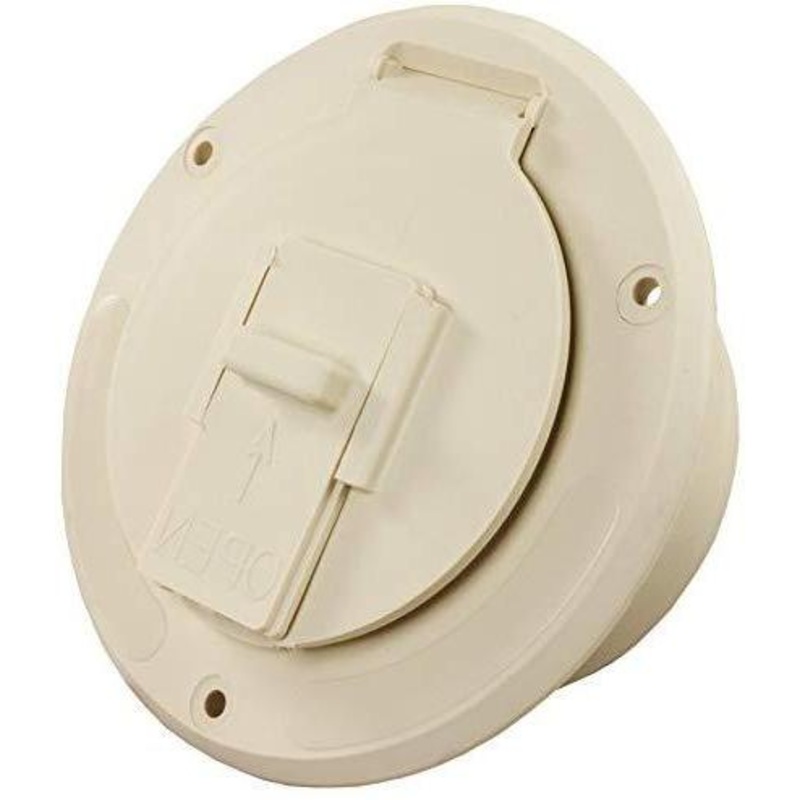 JR Products Round Electric Cable Hatch, Colonial White