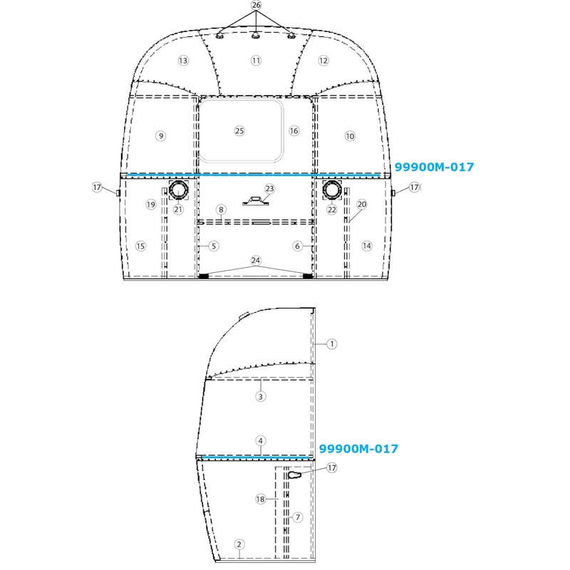 Airstream Bow Lower Window for Airstream Sport 22′ – 99900M-017