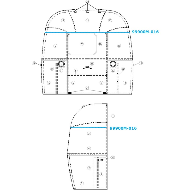 Airstream Bow Upper Window for Airstream Sport 22′ – 99900M-016