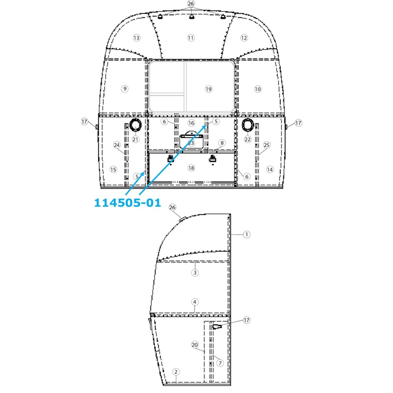 Airstream Curbside Vertical Front Brace for Narrow Body – 114505-01