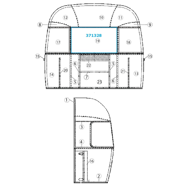 Airstream Front Window Dark Glass Assembly 43 for Narrow Body – 371328