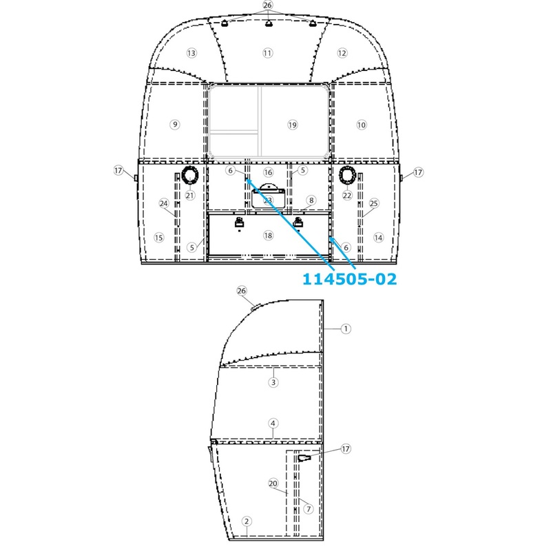 Airstream Roadside Vertical Front Brace for Narrow Body – 114505-02