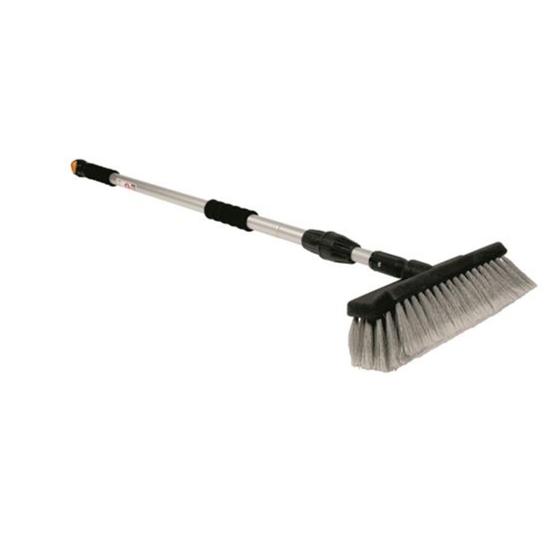 Camco RV Flow-Through Wash Brush with Adjustable Handle and Integrated Squeegee