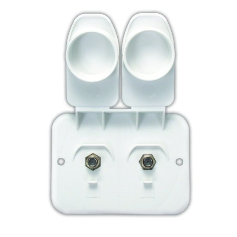JR Products Dual Cable TV Plate, Polar White