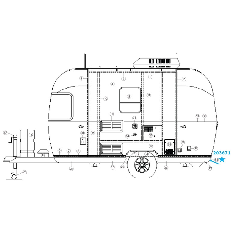Airstream Underbelly Banana Wrap, Black Center Rear for Airstream Bambi Sport 16′ and 22′ – 203671