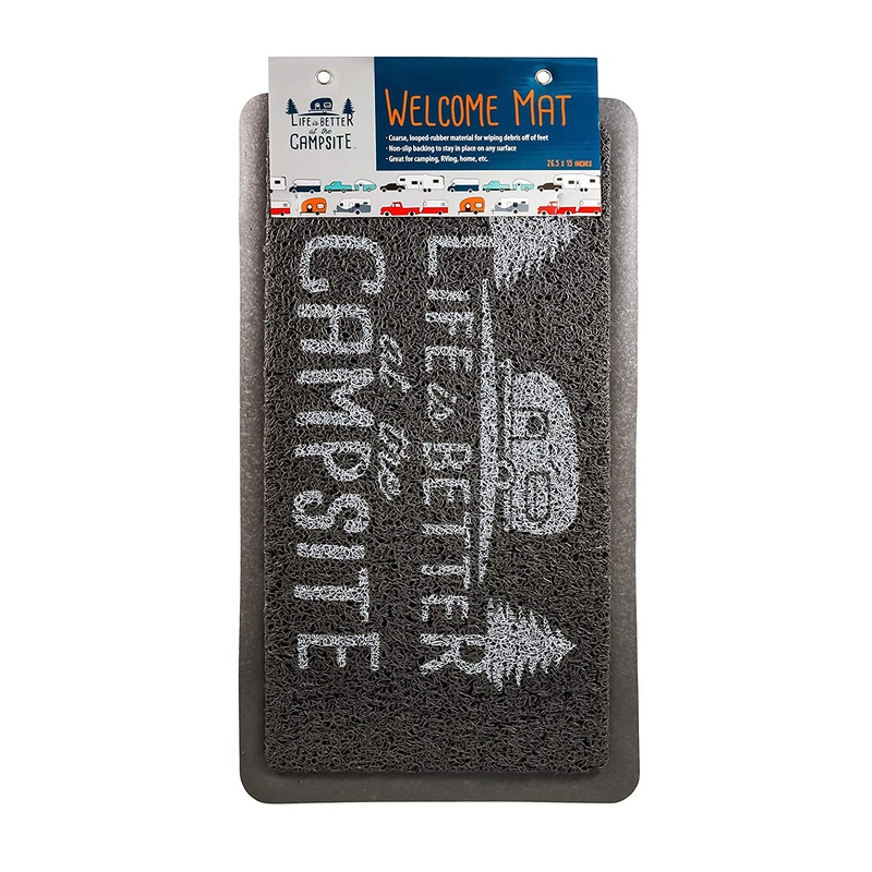 Camco Life is Better at The Campsite Grey/White Scrub Rug