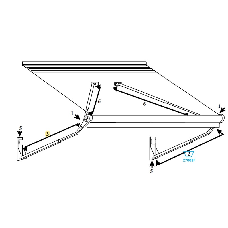 Zip Dee Complete Main Arm Assembly Front for Relax 12V Electric Contour Awning – 27001F