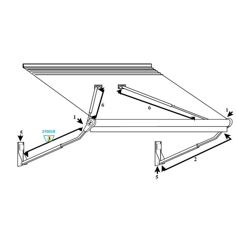 Zip Dee Complete Main Arm Assembly Rear for Relax 12V Electric Contour Awning – 27001R