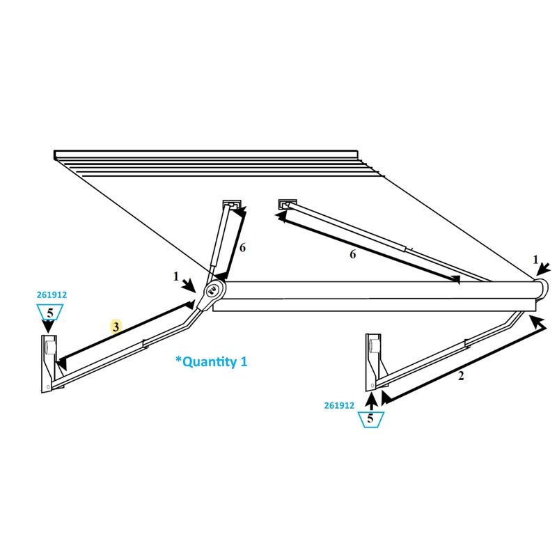 Zip Dee Contour Hinge Assembly for Relax 12V Electric Contour Awning, Single – 261912