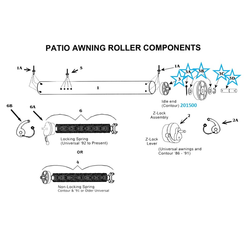 Zip Dee Idle End Assembly for Patio Awning Roller – 201500