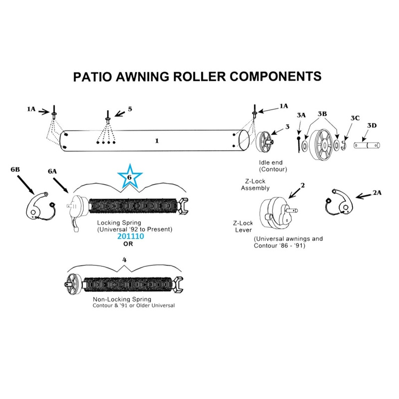 Zip Dee Locking Spring Assembly for Patio Awning – 201110