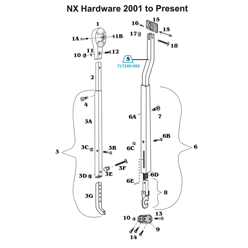 Zip Dee Satin Front/Rear Rafter Arm Bar for NX Hardware – 717240-XXX