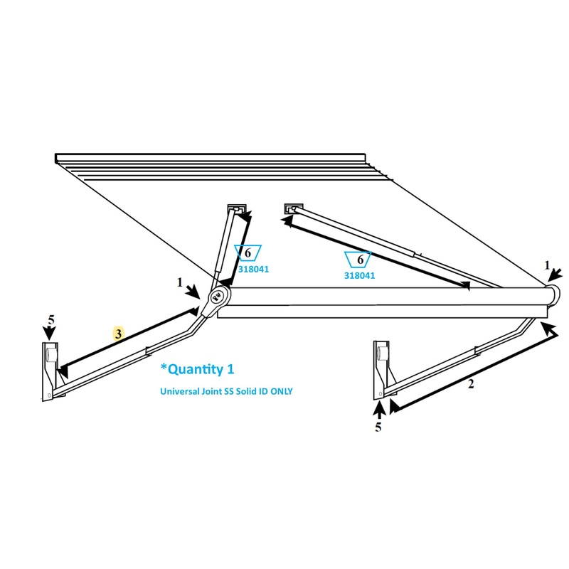 Zip Dee Universal Joint Stainless Steel with Solid ID for Relax 12V Electric Contour Awning – 318041