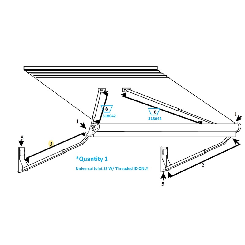 Zip Dee Universal Joint Stainless Steel with Threaded ID for Relax 12V Electric Contour Awning – 318042