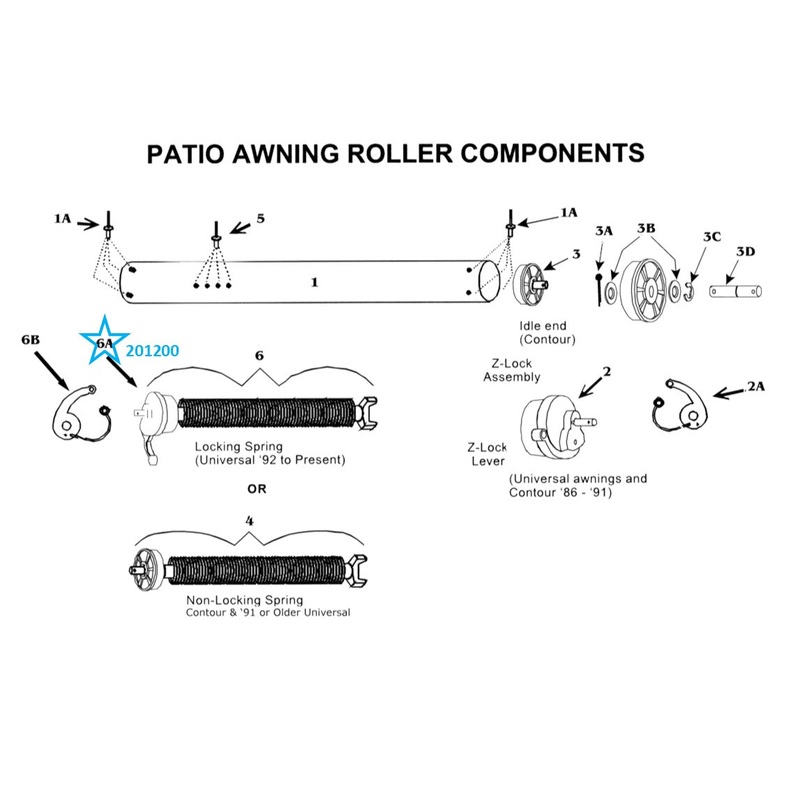 Zip Dee Z Spring Lock Assembly for Patio Awning Roller – 201200