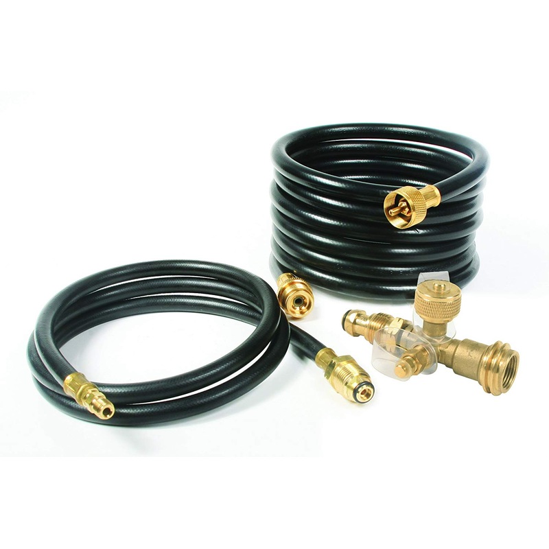 Camco Propane Brass 4 Port Tee with 5′ and 12′ Hoses