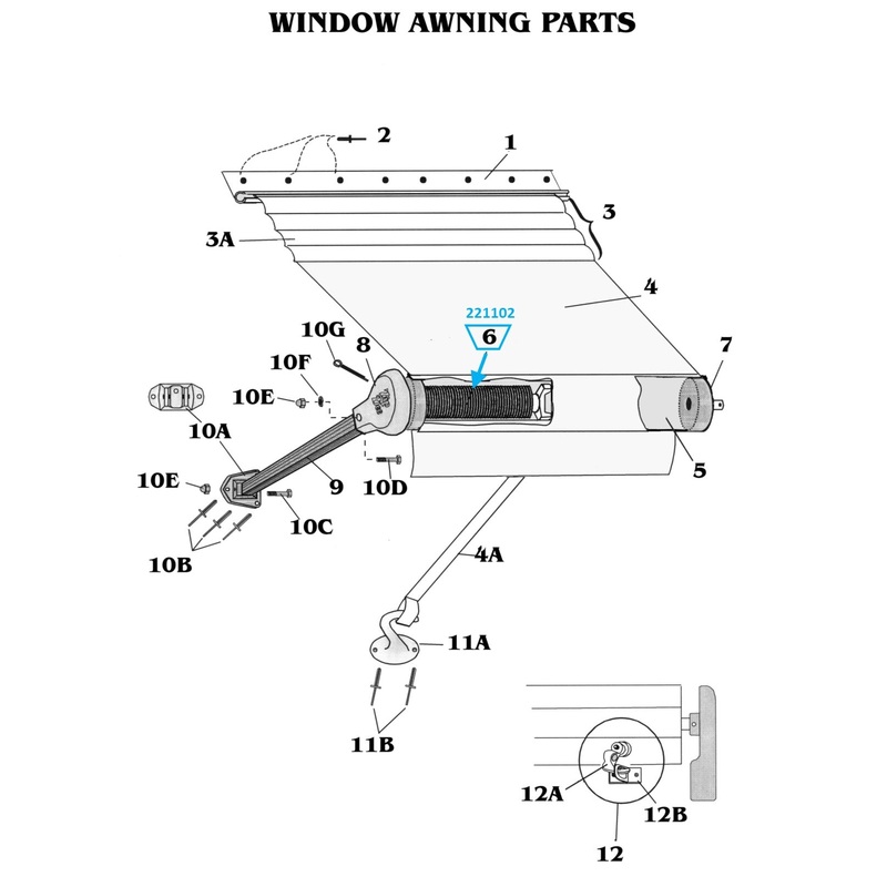 Zip Dee 2-1/4 Roller Tube Spring Assembly, Square Wire for Window Awning – 221102