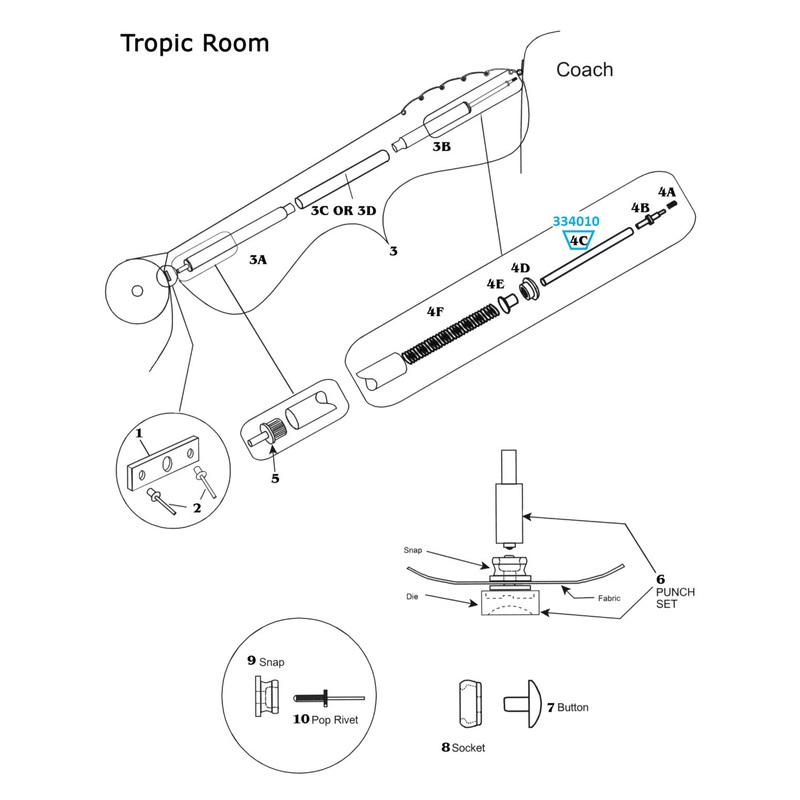 Zip Dee 22 x 1/2 Straight Pole for Tropic Room – 334010