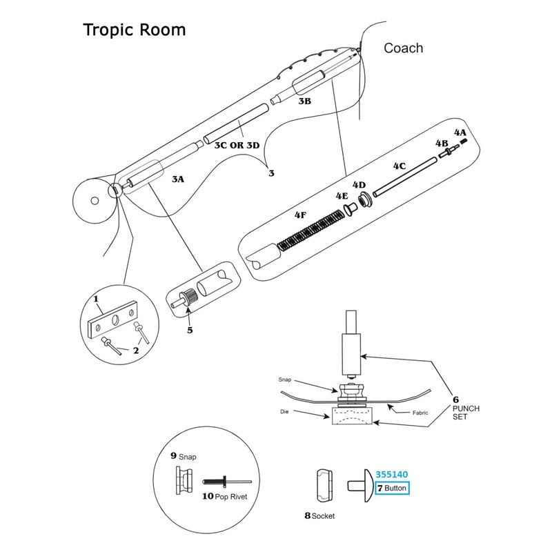 Zip Dee Button for Front & Side Panel Lift Dot for Tropic Room – 355140