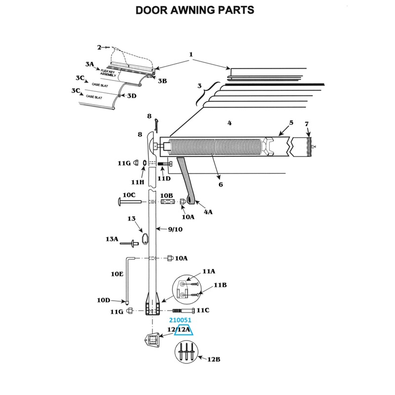 Zip Dee Triangular Base Hinge (filled, Prevost) for Door Awning – 210051
