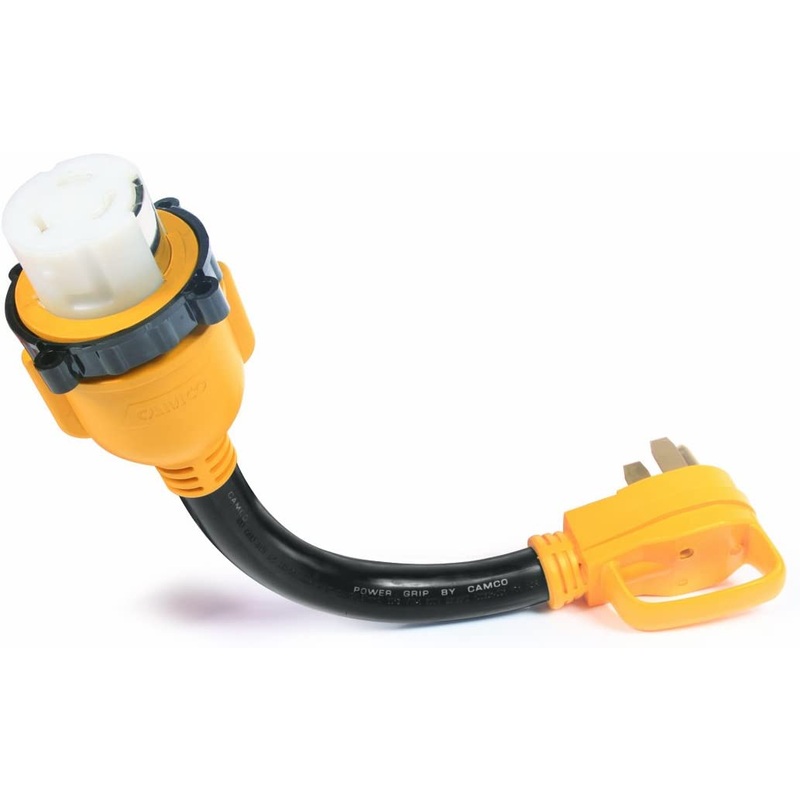 Camco 18 14-50 50 AMP Standard PowerGrip Plug To SS2-50 50 AMP Locking Dogbone Adapter