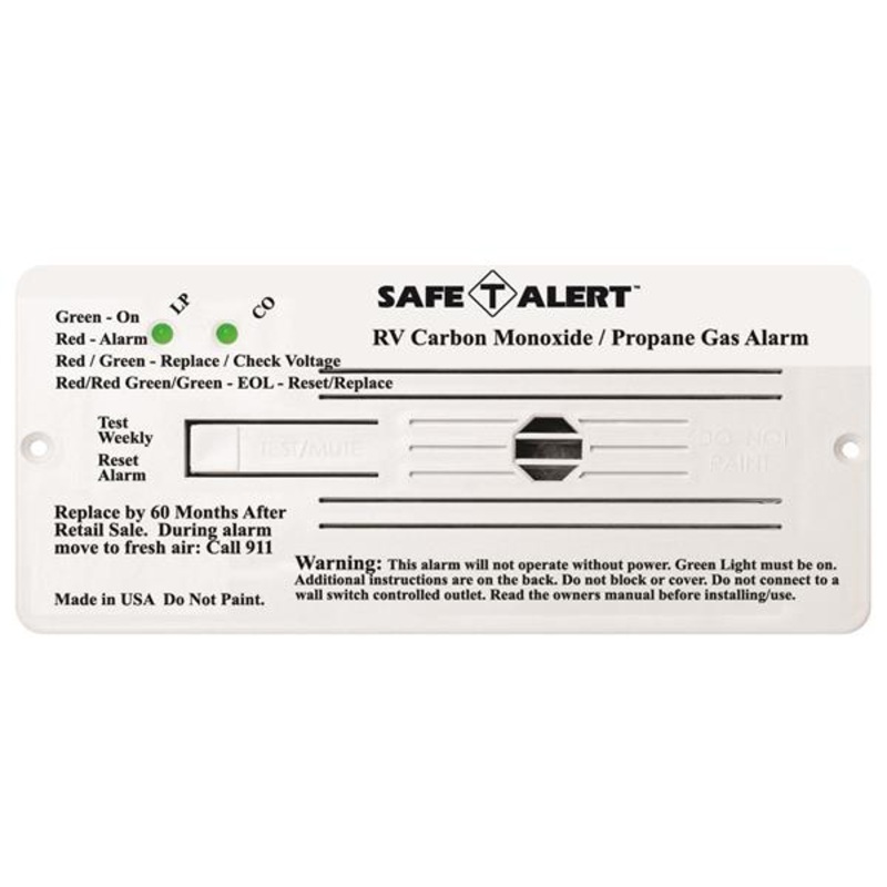 MTI Industries 12V 35 Series Safe-T-Alert Flush Mount RV Dual Carbon Monoxide/Propane Alarm, White
