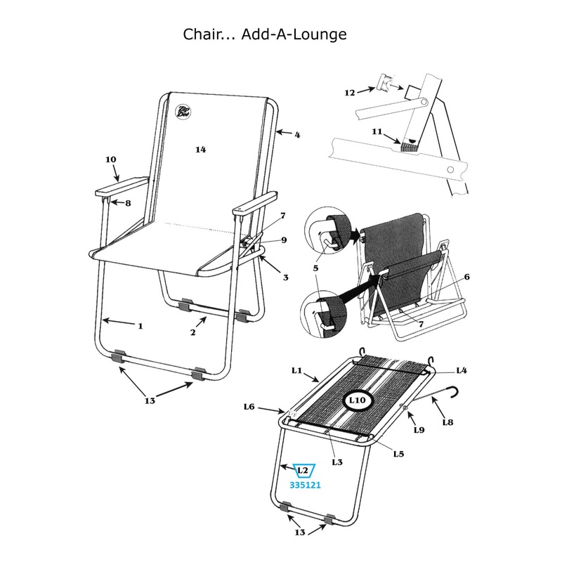 Zip Dee Lounge Leg for Standard Size Add-A-Lounge – 900121//335121
