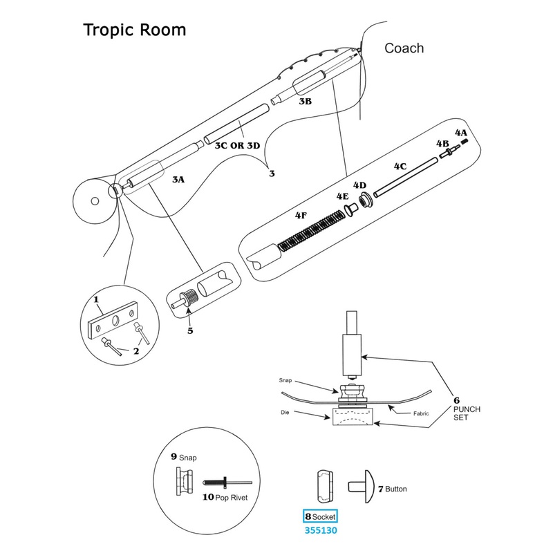 Zip Dee Socket for Front & Side Panel Lift Dot for Tropic Room – 355130