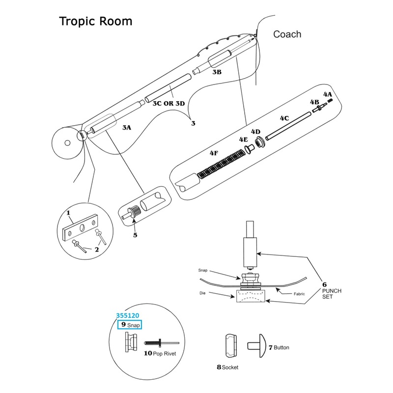 Zip Dee Stud for Front & Side Panel Lift Dot for Tropic Room – 355120