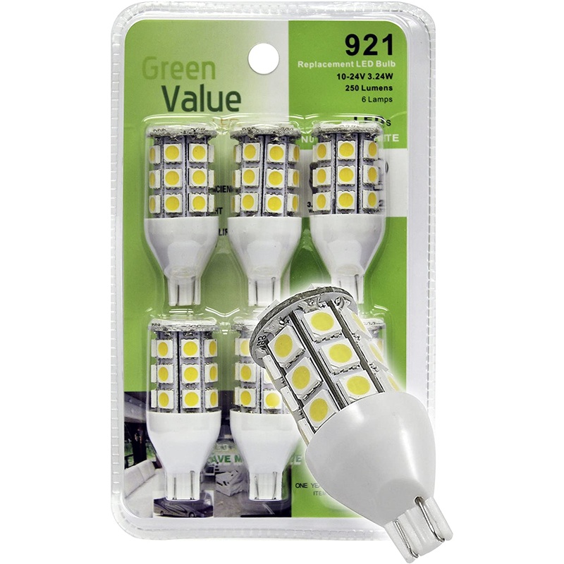 Green LongLife Value Series 921 / T15 Wedge Base LED Bulb, Pack of 6