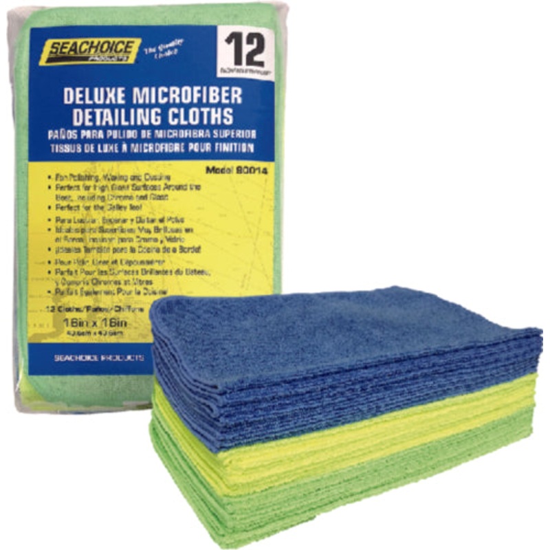 Seachoice Deluxe Microfiber Detailing Cloths, Pack of 12