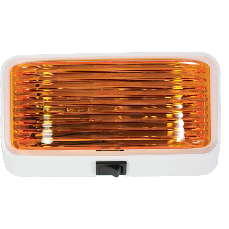 Arcon 12V White Base Porch Light with Switch – Amber Lens