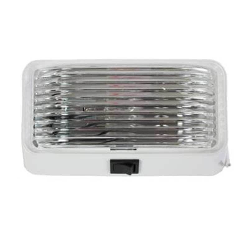 Arcon 12V White Base Porch Light with Switch – Clear Lens