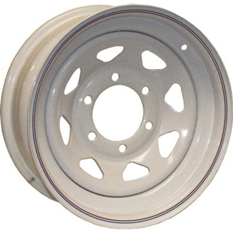 Loadstar Tire Rim 15X6 Spk 6H 5.5 White with Stripes
